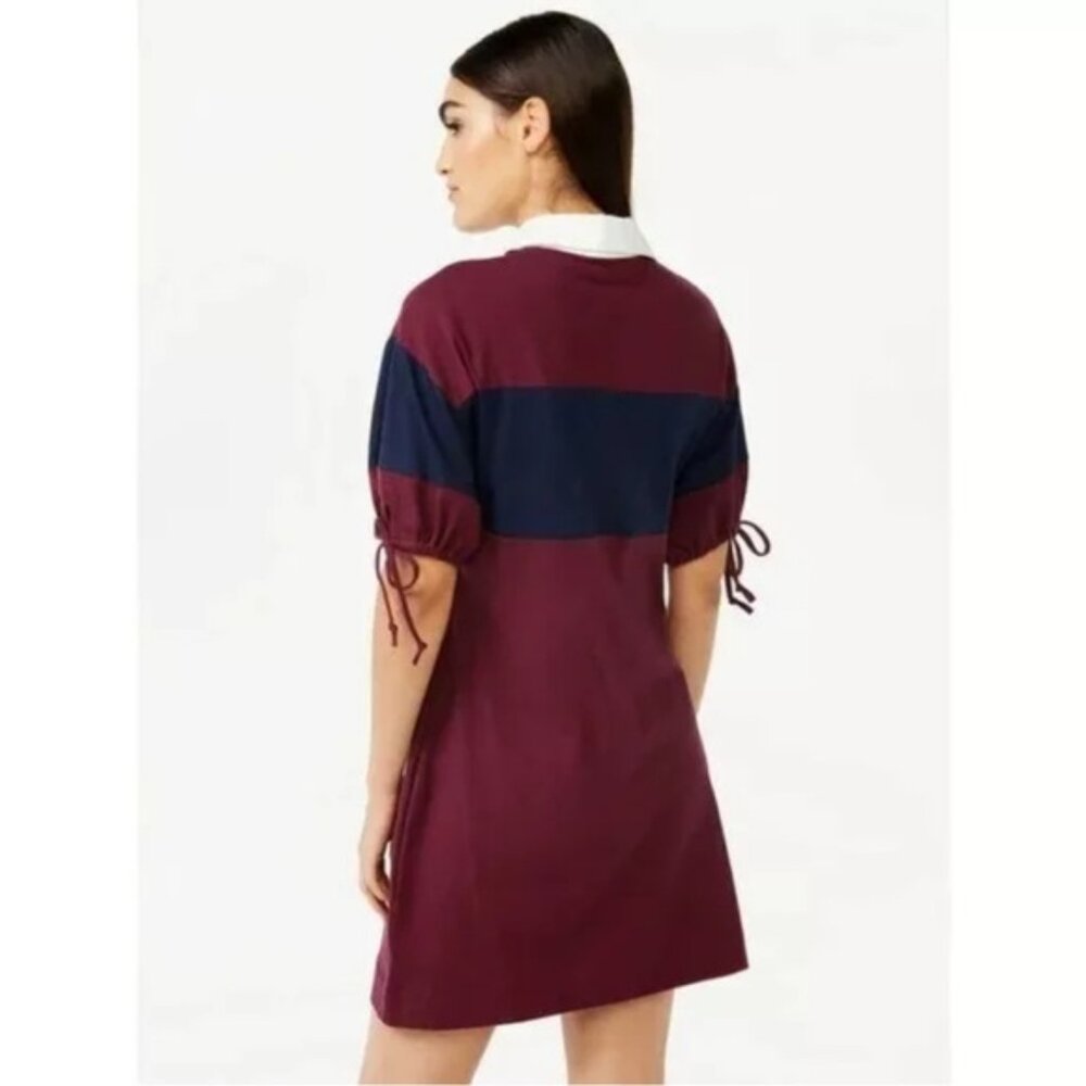 Free Assembly Striped Burgundy and Navy polo dress size XL